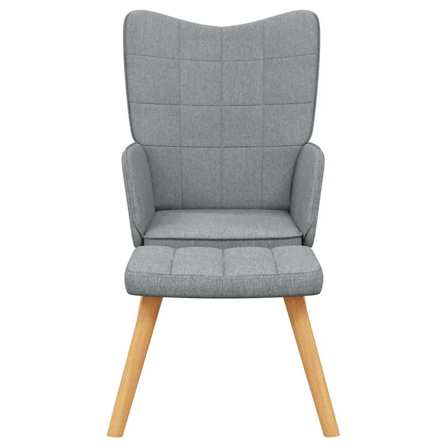 Chaise de relaxation avec tabouret Gris clair Tissu - 3