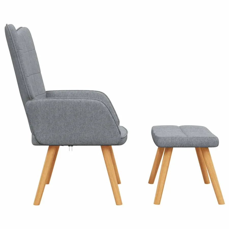 Chaise de relaxation avec tabouret Gris clair Tissu - 4