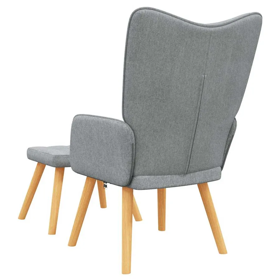 Chaise de relaxation avec tabouret Gris clair Tissu - 5