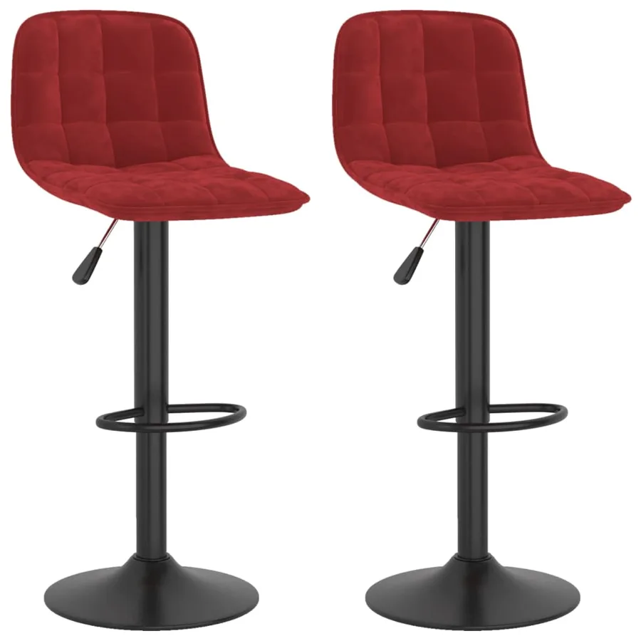 Tabourets de bar lot de 2 rouge bordeaux velours - 2