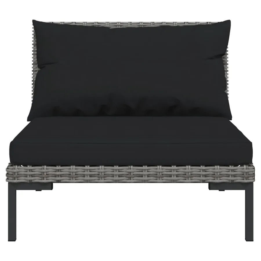 Salon de jardin 4 pcs avec coussins Résine tressée Gris foncé - 4