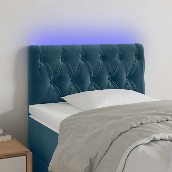 Tête de lit à LED Bleu foncé 80x7x78/88 cm Velours