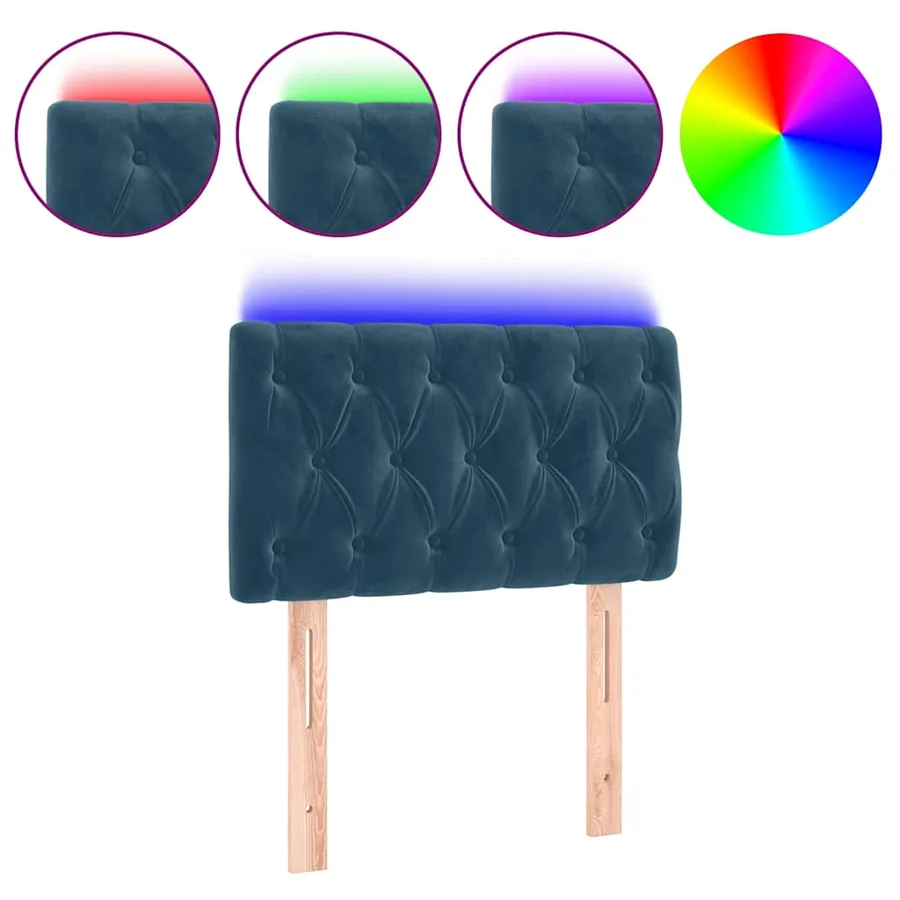 Tête de lit à LED Bleu foncé 80x7x78/88 cm Velours - 2