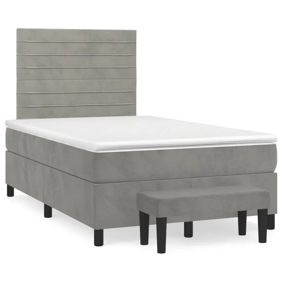 Sommier à lattes de lit et matelas Gris clair 120x200cm Velours - 2