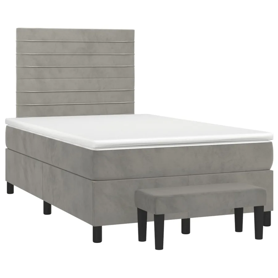 Sommier à lattes de lit et matelas Gris clair 120x200cm Velours - 3