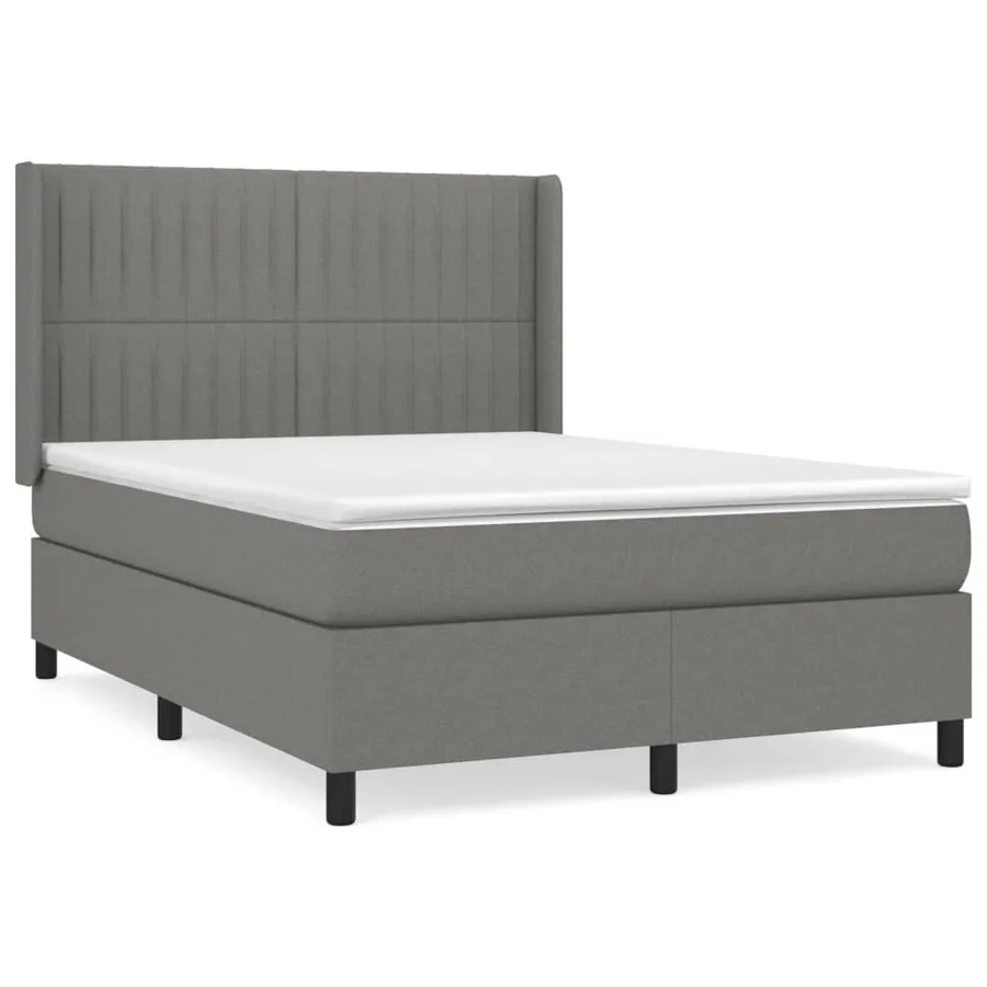 Sommier à lattes de lit avec matelas Gris foncé 140x200cm Tissu - 2