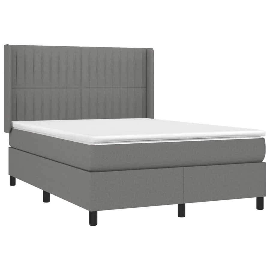 Sommier à lattes de lit avec matelas Gris foncé 140x200cm Tissu - 3
