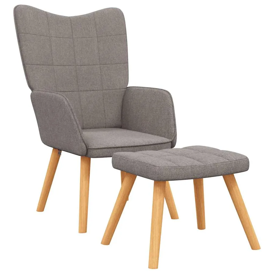 Chaise de relaxation avec tabouret Taupe Tissu - 2