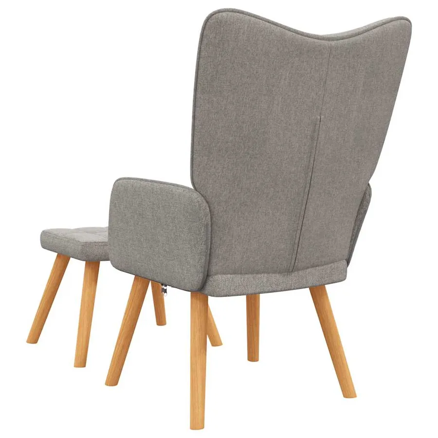 Chaise de relaxation avec tabouret Taupe Tissu - 5