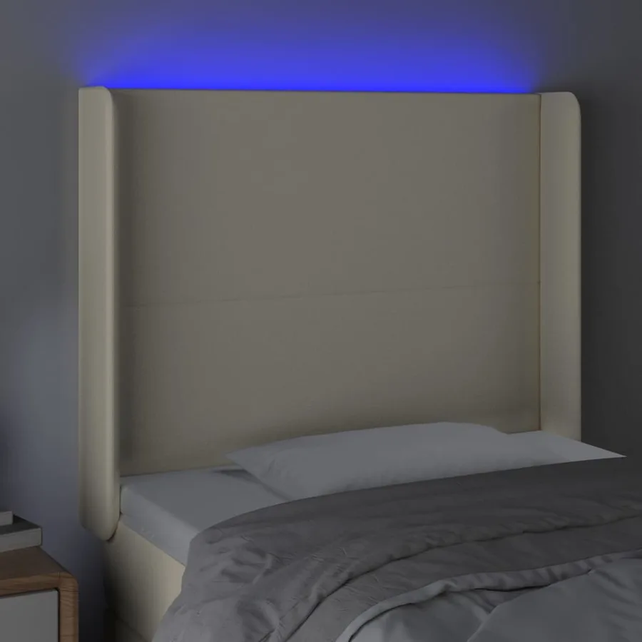 Tête de lit à LED Crème 83x16x118/128 cm Similicuir - 4