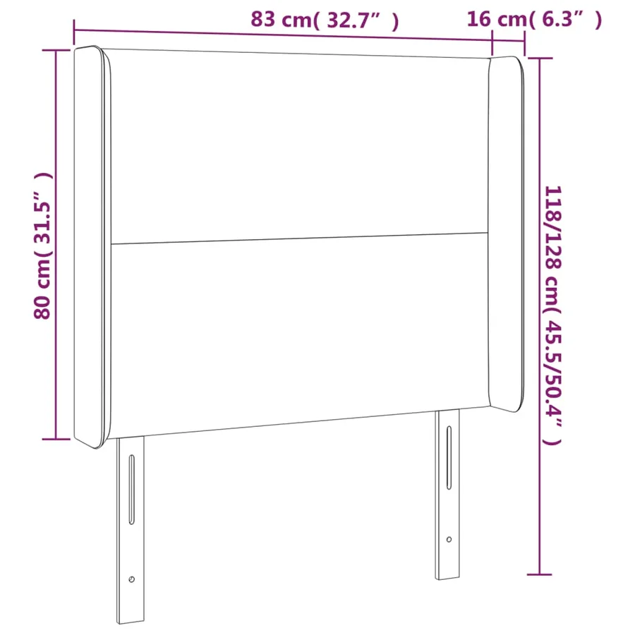 Tête de lit à LED Crème 83x16x118/128 cm Similicuir - 6