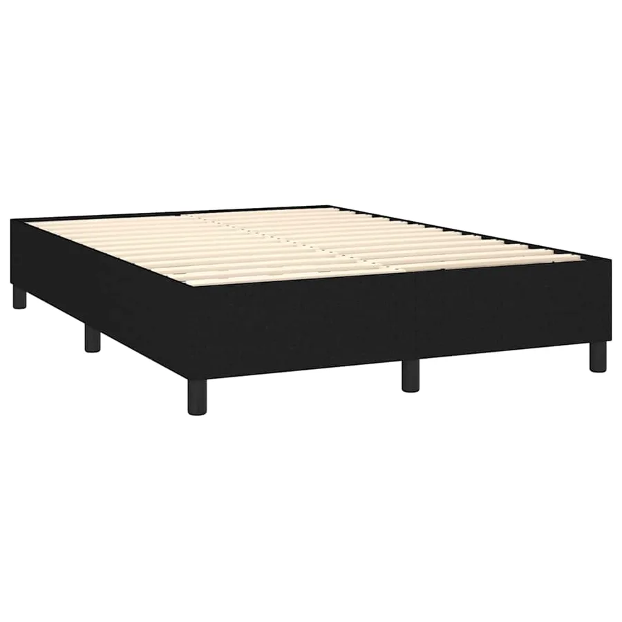 Sommier à lattes de lit avec matelas Noir 140x190 cm Tissu - 4