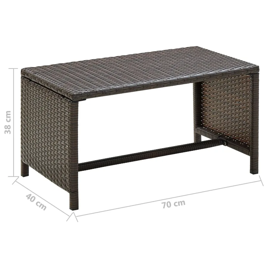 Table basse Marron 70x40x38 cm Résine tressée - 4