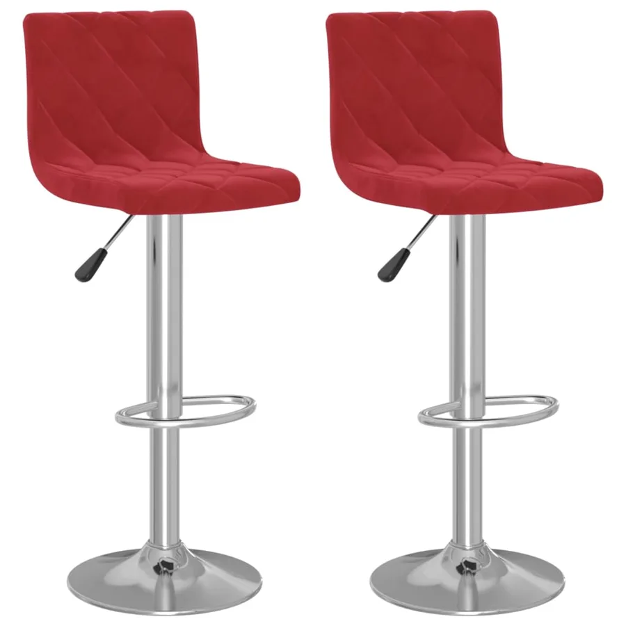 Tabourets de bar lot de 2 rouge bordeaux velours - 2