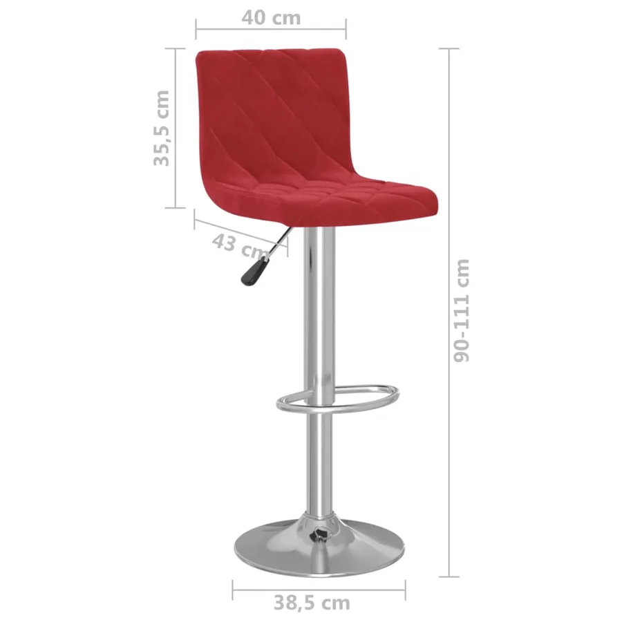 Tabourets de bar lot de 2 rouge bordeaux velours - 9