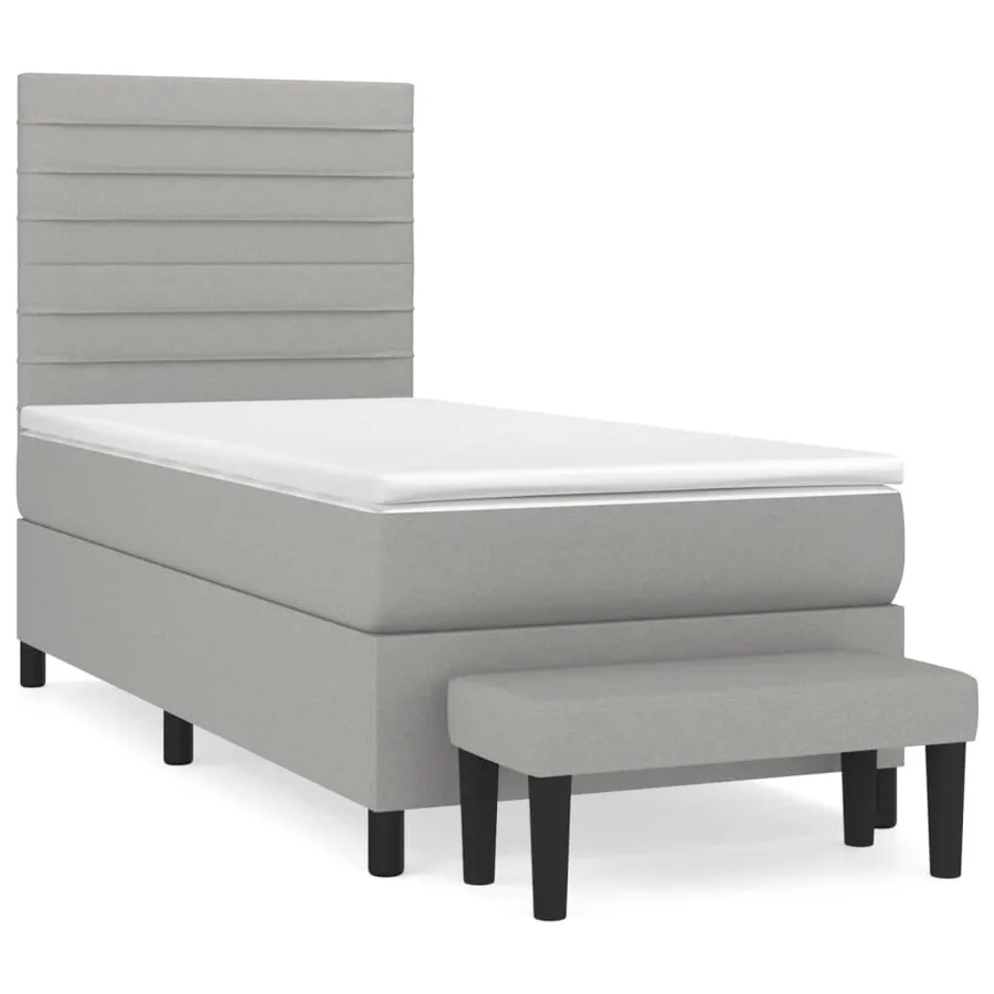 Sommier à lattes de lit et matelas Gris clair 90x190 cm Tissu - 2