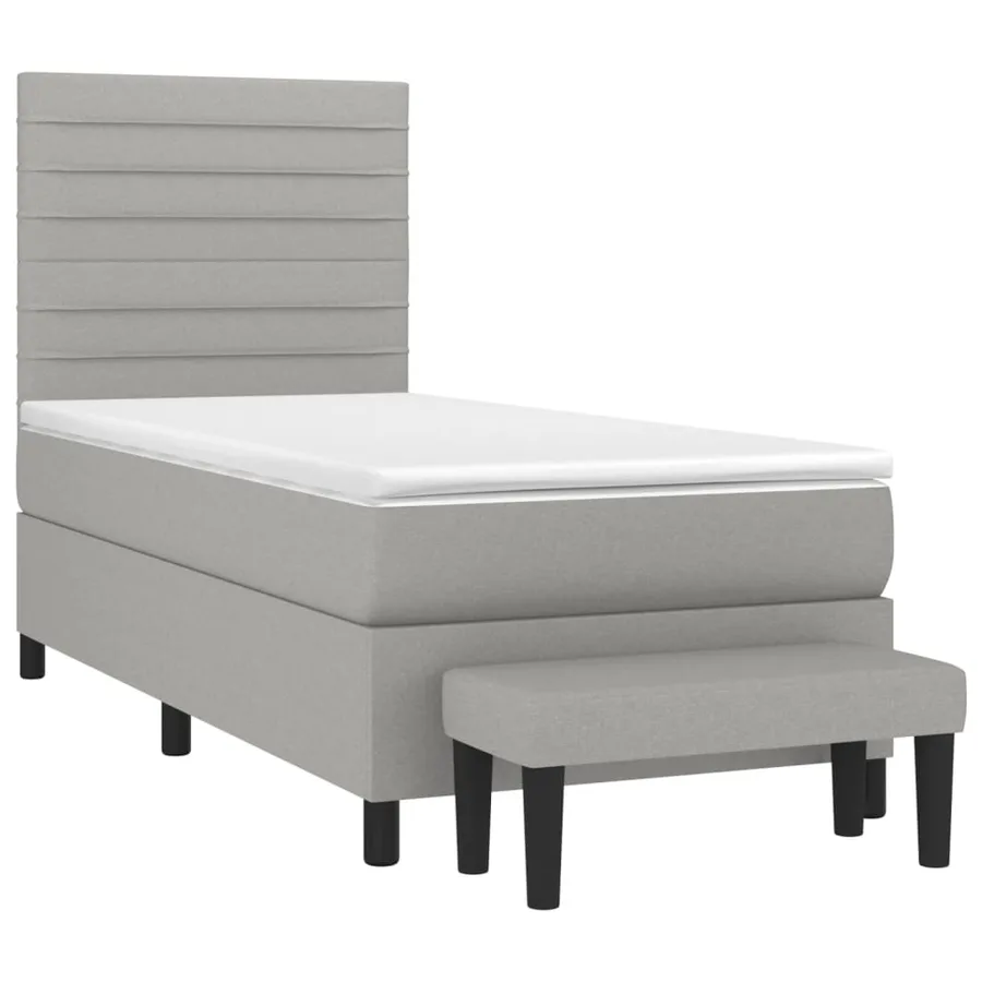 Sommier à lattes de lit et matelas Gris clair 90x190 cm Tissu - 3