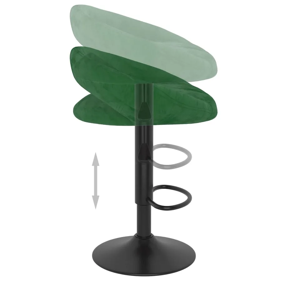 Tabourets de bar lot de 2 vert foncé velours - 6