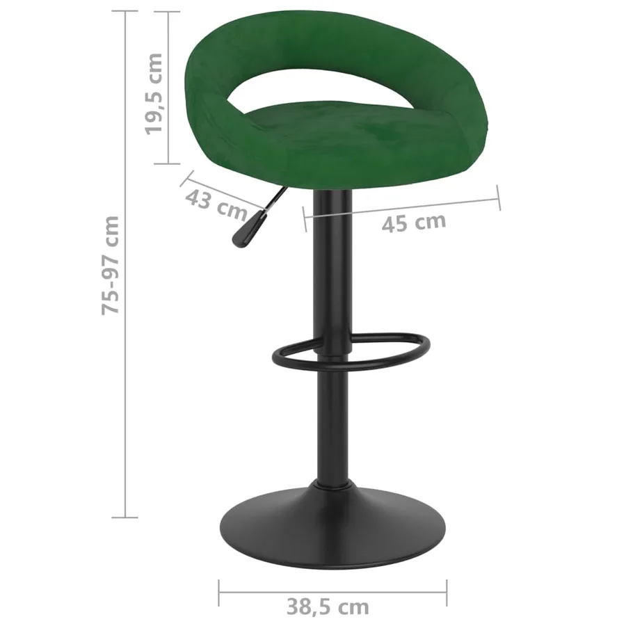 Tabourets de bar lot de 2 vert foncé velours - 8