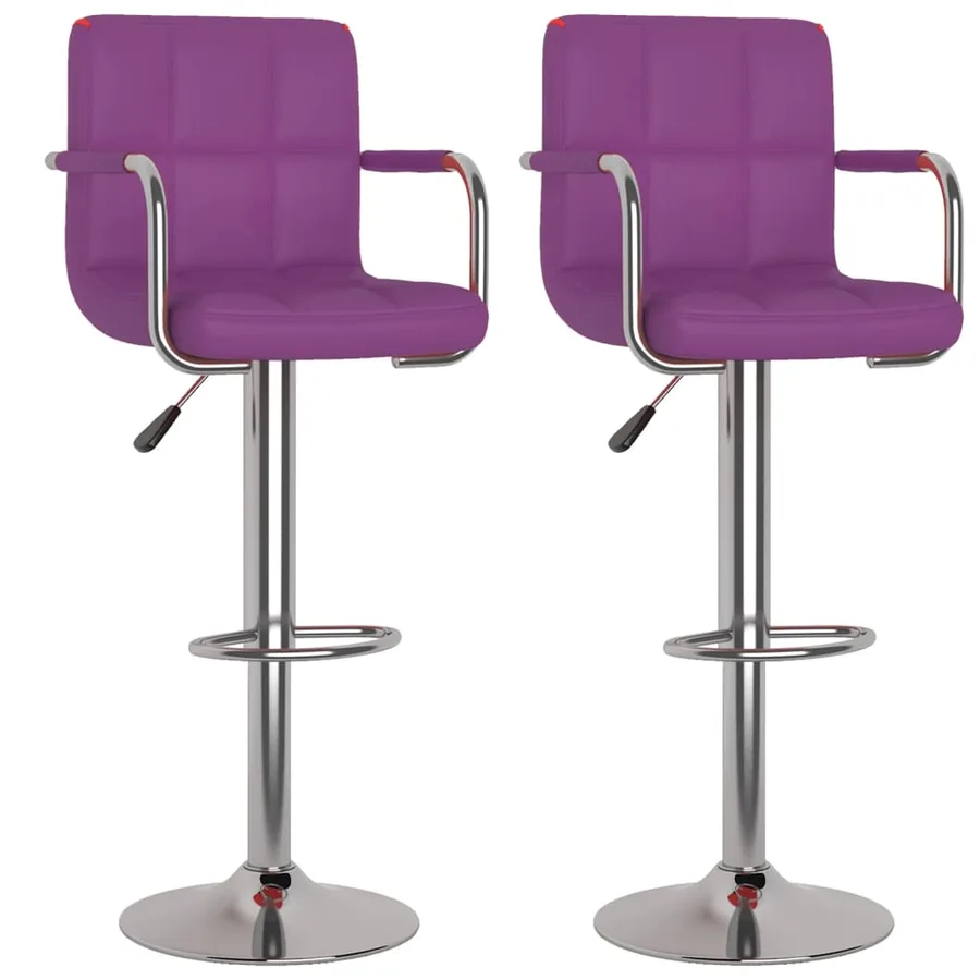 Tabourets de bar lot de 2 violet similicuir - 2