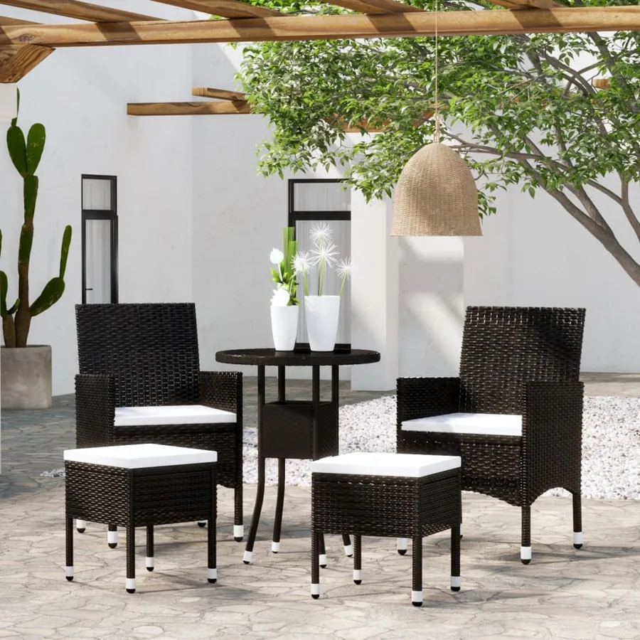 Salon de jardin 5 pcs Résine tressée Noir