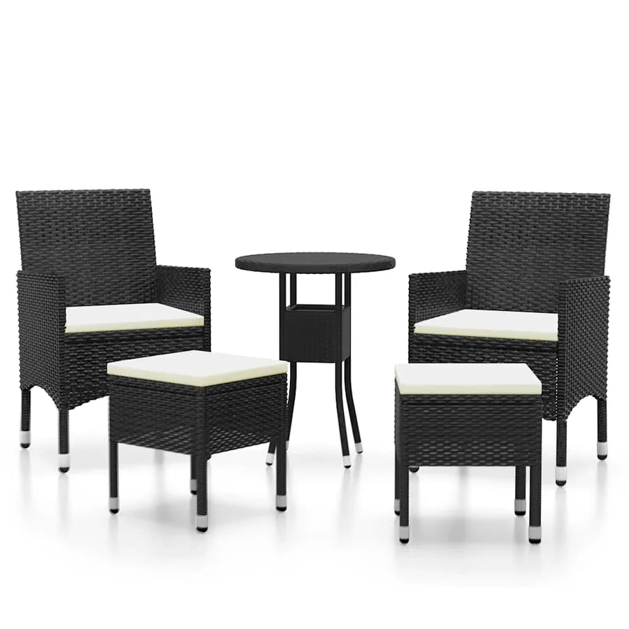 Salon de jardin 5 pcs Résine tressée Noir - 2