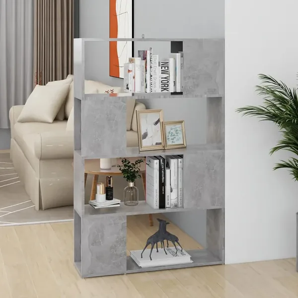 Bibliothèque/Séparateur de pièce Gris béton 80x24x124,5 cm