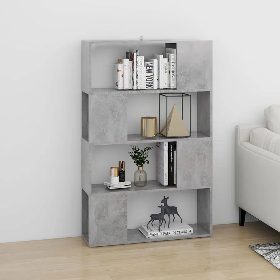 Bibliothèque/Séparateur de pièce Gris béton 80x24x124,5 cm - 3