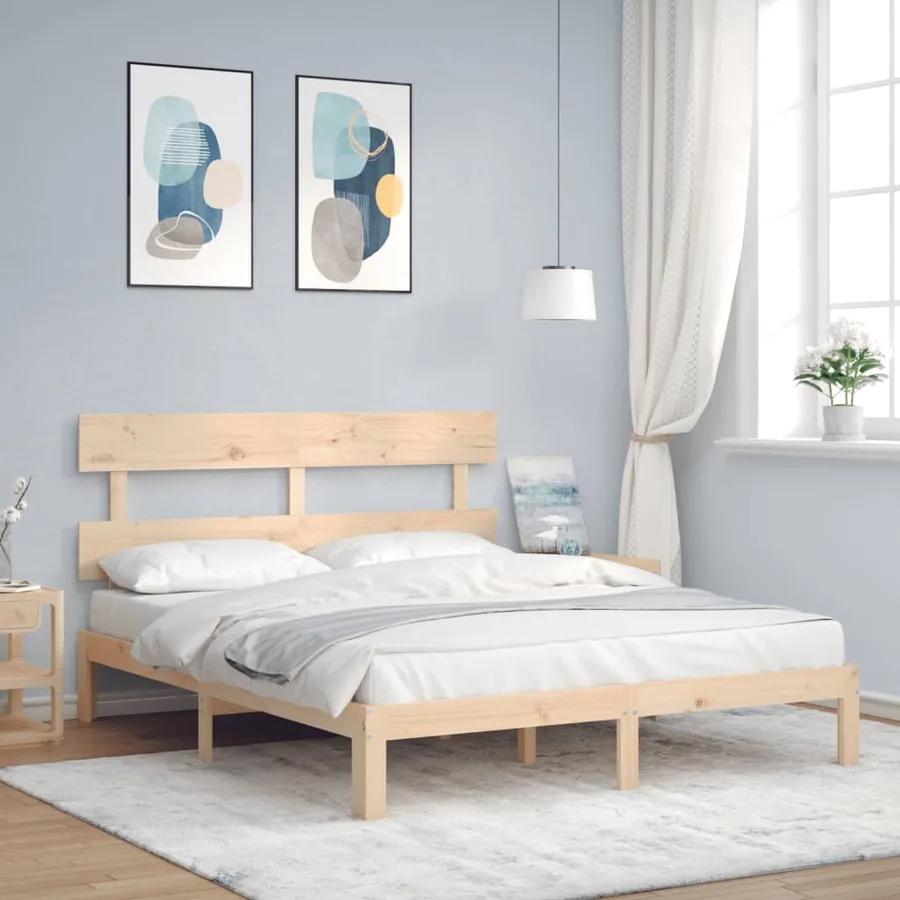 Cadre de lit sans matelas 160x200 cm bois massif de pin - 3