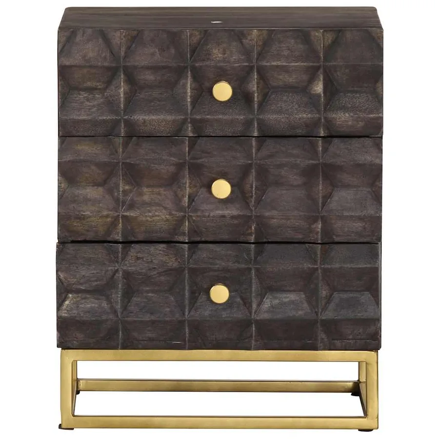 Table de chevet Noir 40x30x50 cm Bois de manguier massif - 2