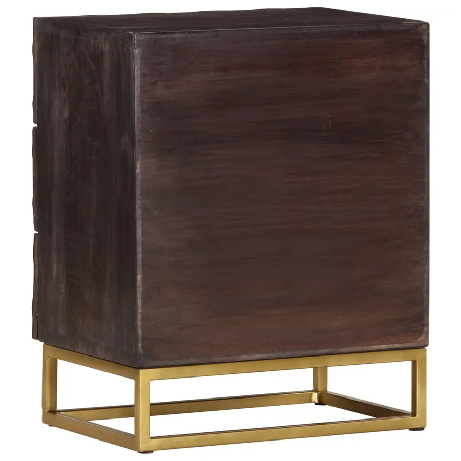Table de chevet Noir 40x30x50 cm Bois de manguier massif - 5
