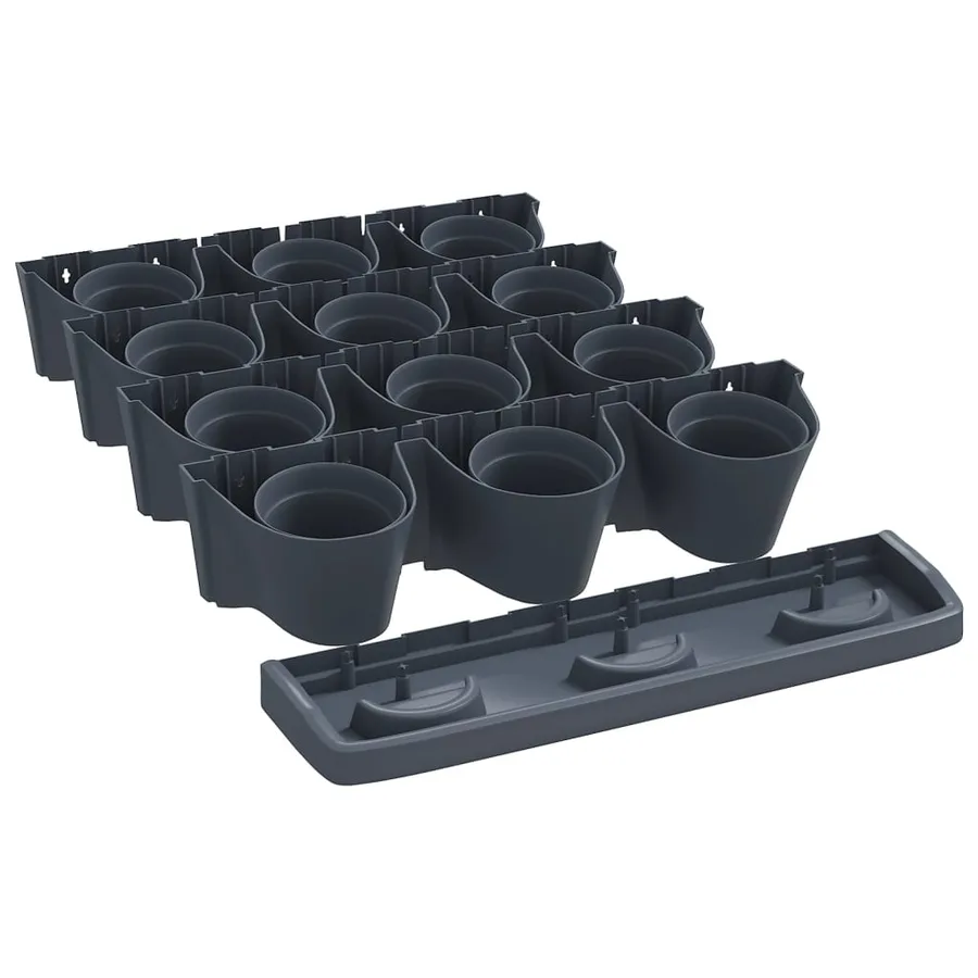 Ensemble de jardinières verticales 12 pcs Anthracite PP - 3