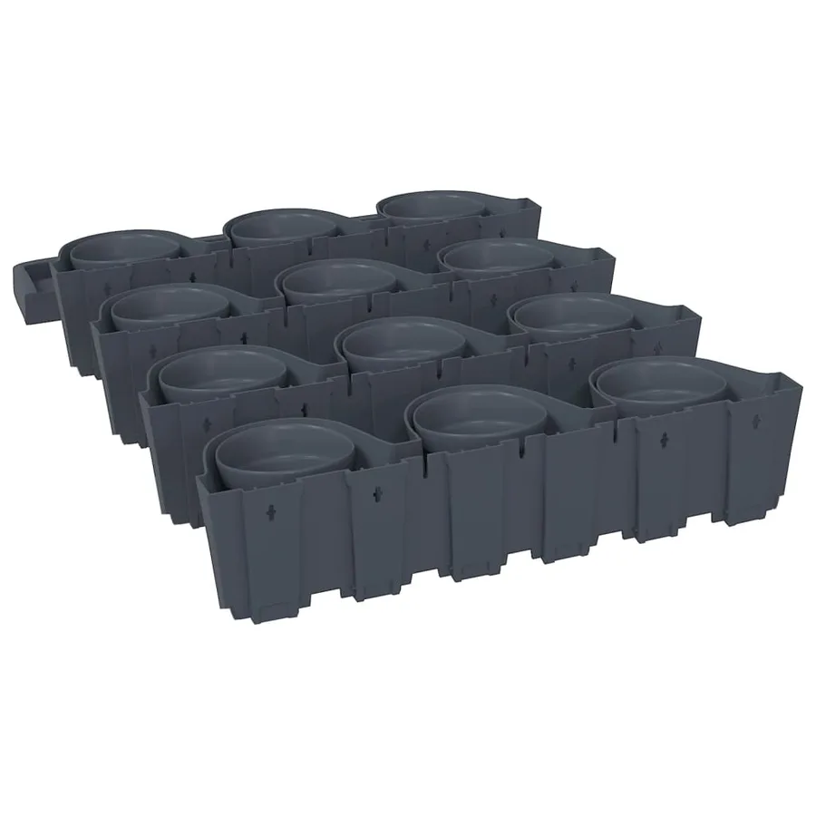 Ensemble de jardinières verticales 12 pcs Anthracite PP - 6