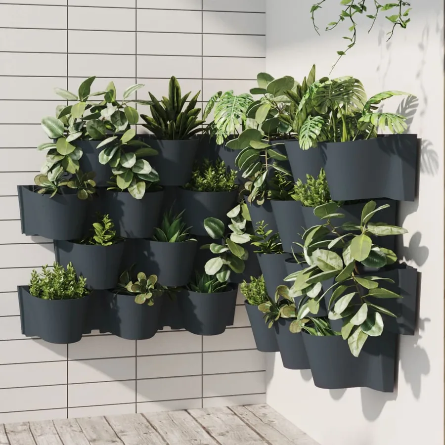 Ensemble de jardinières verticales 12 pcs Anthracite PP - 8