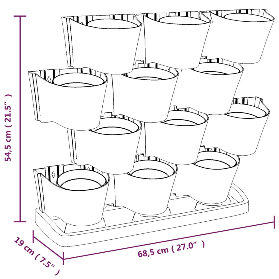 Ensemble de jardinières verticales 12 pcs Anthracite PP - 9