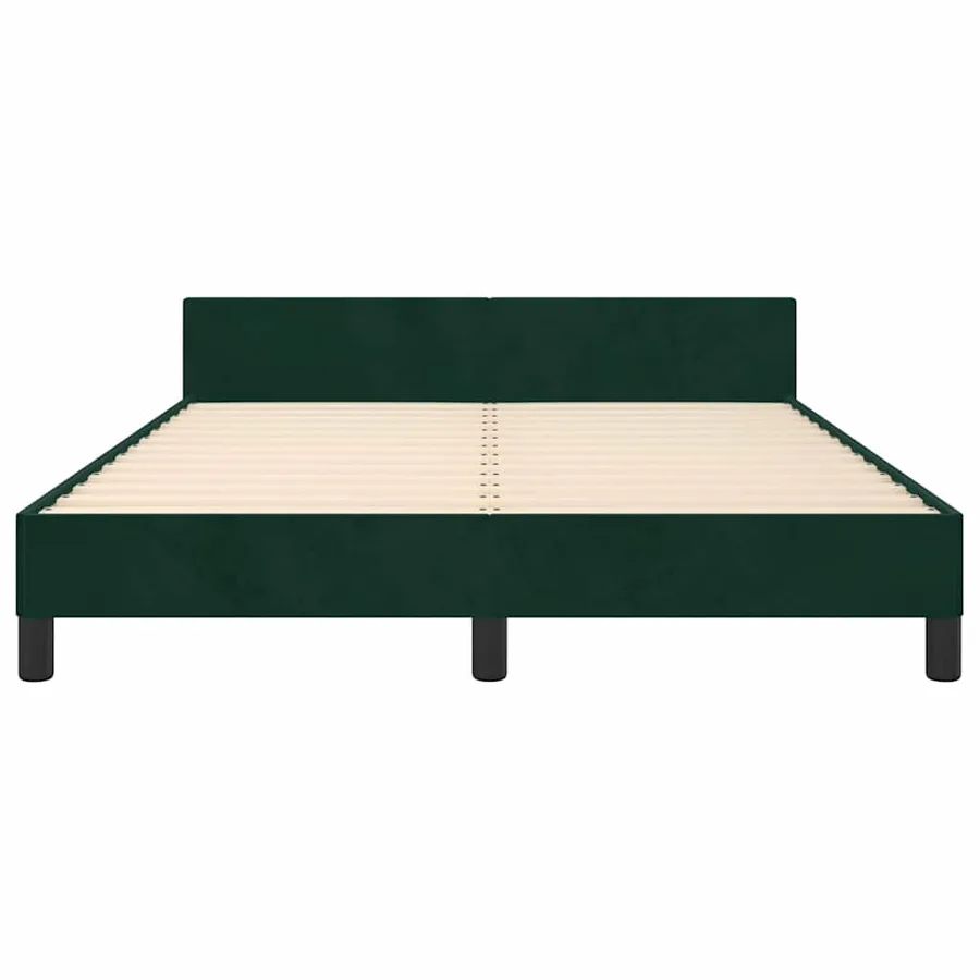 Cadre de lit sans matelas vert foncé 140x200 cm velours - 6