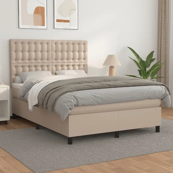 Sommier à lattes de lit avec matelas Cappuccino 140x200 cm