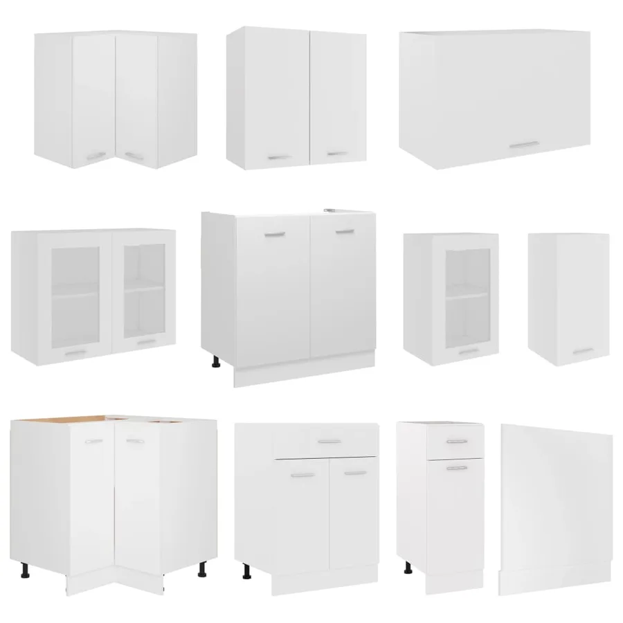 Ensemble de 11 meubles de cuisine "Lyon" en bois d'ingénierie blanc - 4