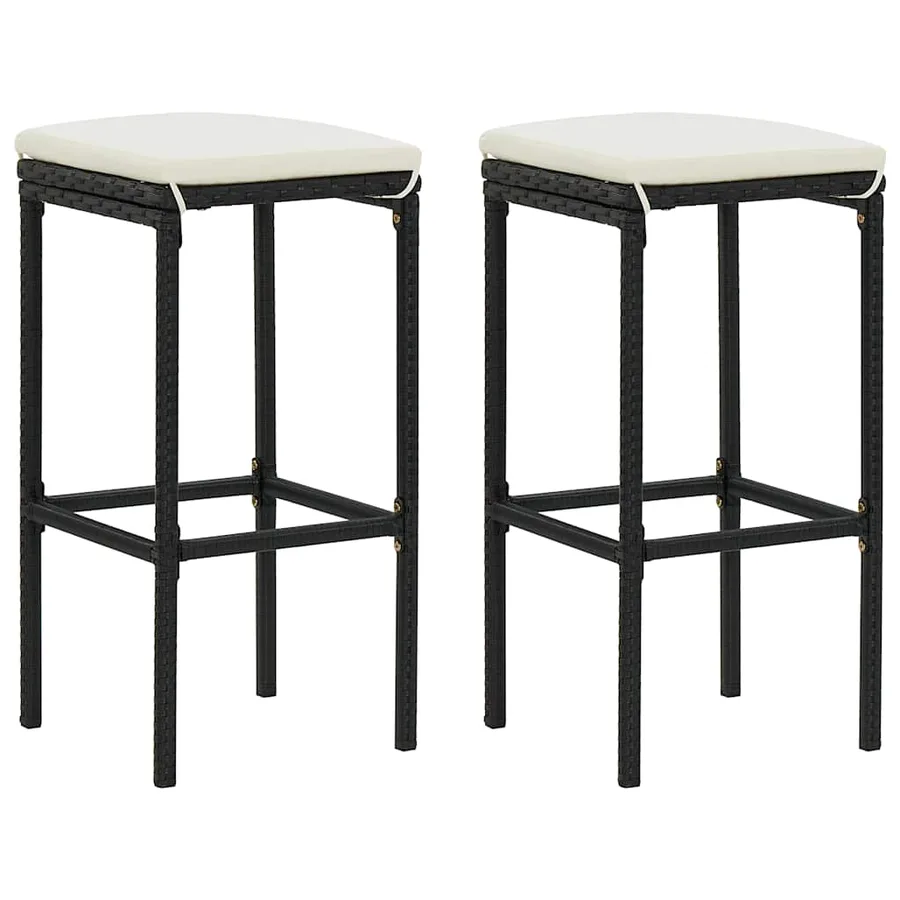 Ensemble de bar de jardin 3 pcs et coussins Résine tressée Noir - 7