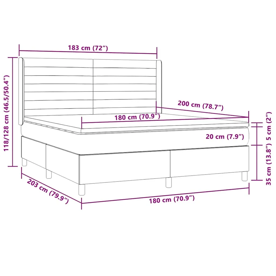 Sommier à lattes de lit matelas et LED Marron foncé 180x200cm - 8