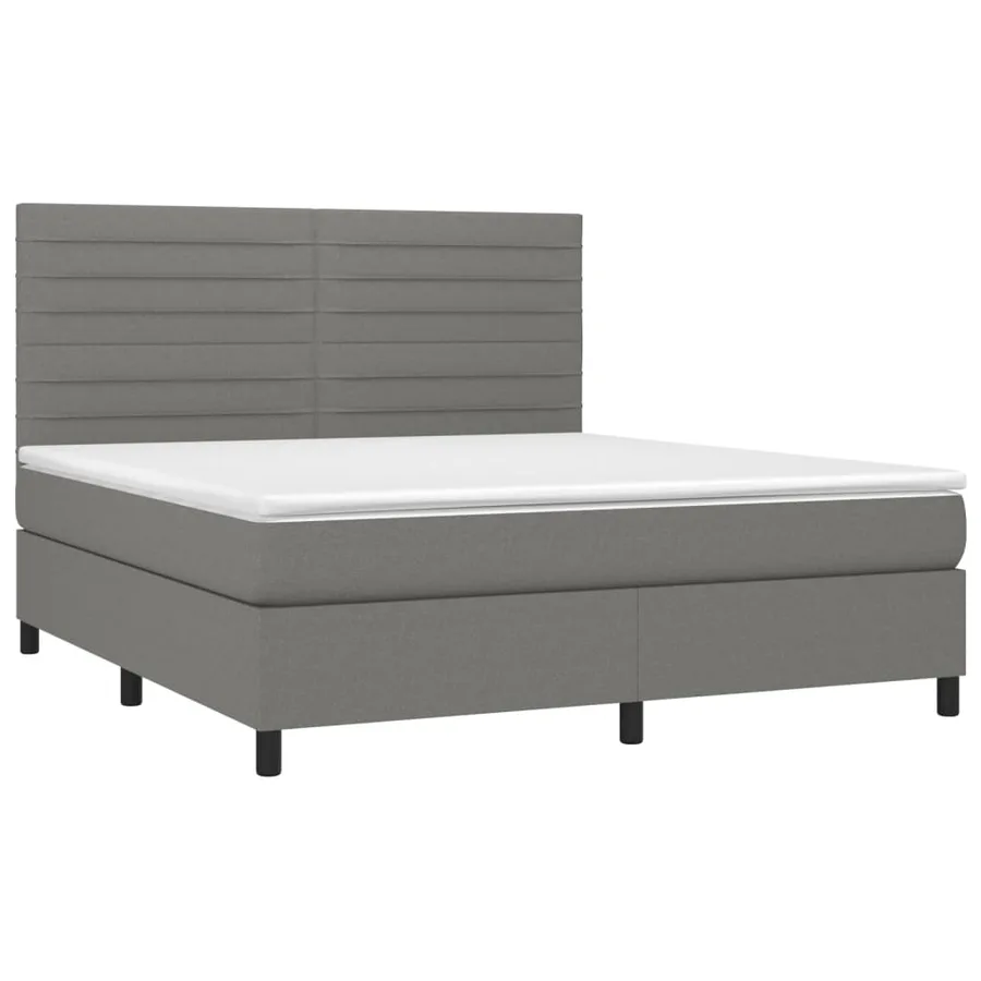 Sommier à lattes de lit et matelas et LED Gris foncé 180x200 cm - 3