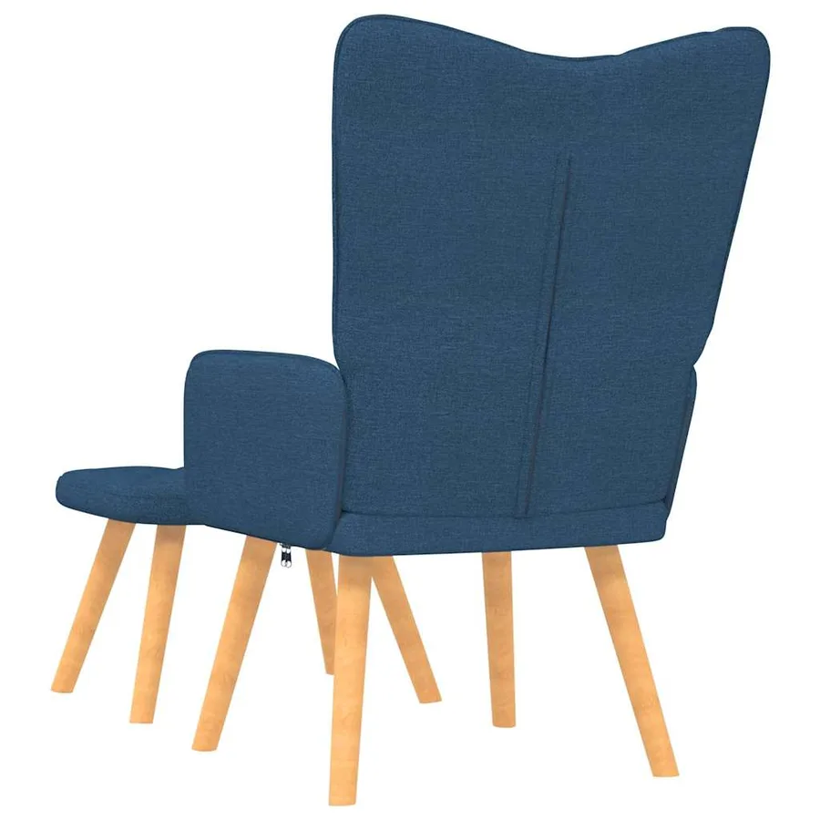 Chaise de relaxation avec tabouret Bleu Tissu - 4