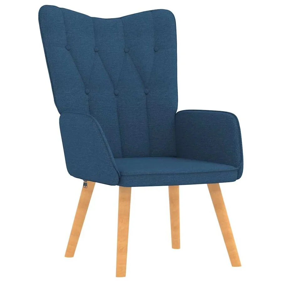 Chaise de relaxation avec tabouret Bleu Tissu - 5