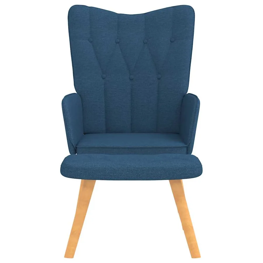 Chaise de relaxation avec tabouret Bleu Tissu - 8