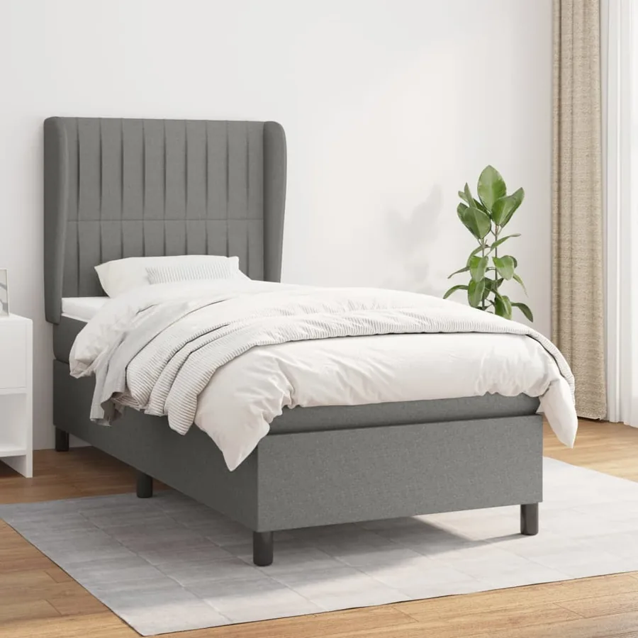 Sommier à lattes de lit avec matelas Gris foncé 80x200 cm Tissu