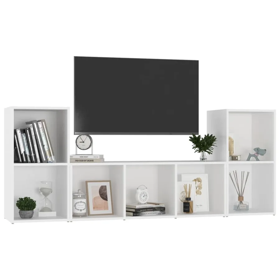 Ensemble de meubles TV 3 pcs Blanc Bois d'ingénierie - 3