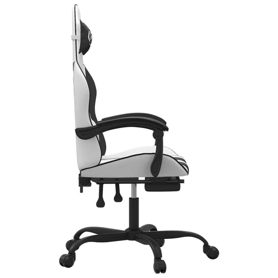 Chaise de jeu pivotante et repose-pied Blanc et noir Similicuir - 4