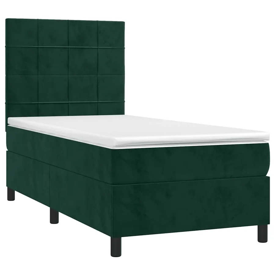 Sommier à lattes de lit matelas et LED Vert foncé 100x200 cm - 3