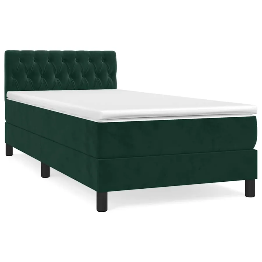 Sommier à lattes de lit avec matelas Vert foncé 90x190 cm - 2