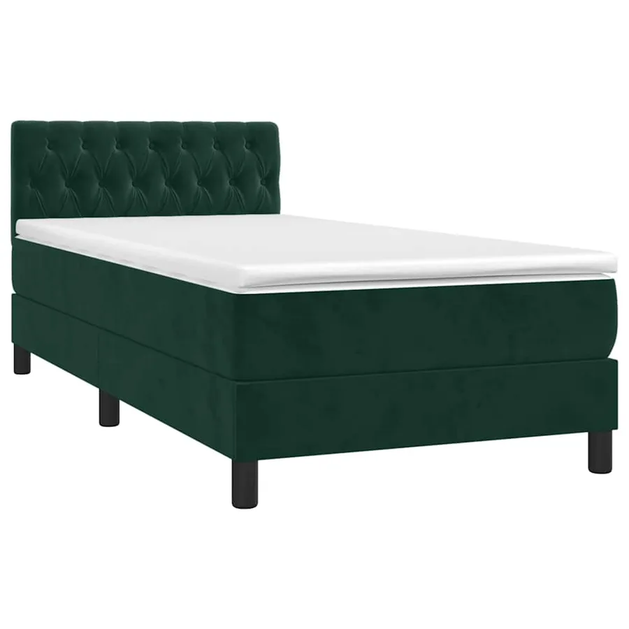 Sommier à lattes de lit avec matelas Vert foncé 90x190 cm - 3
